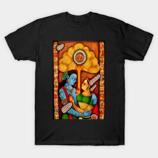 Radhe krishna couple hugg, cute love design for couples, folk painting T-Shirt